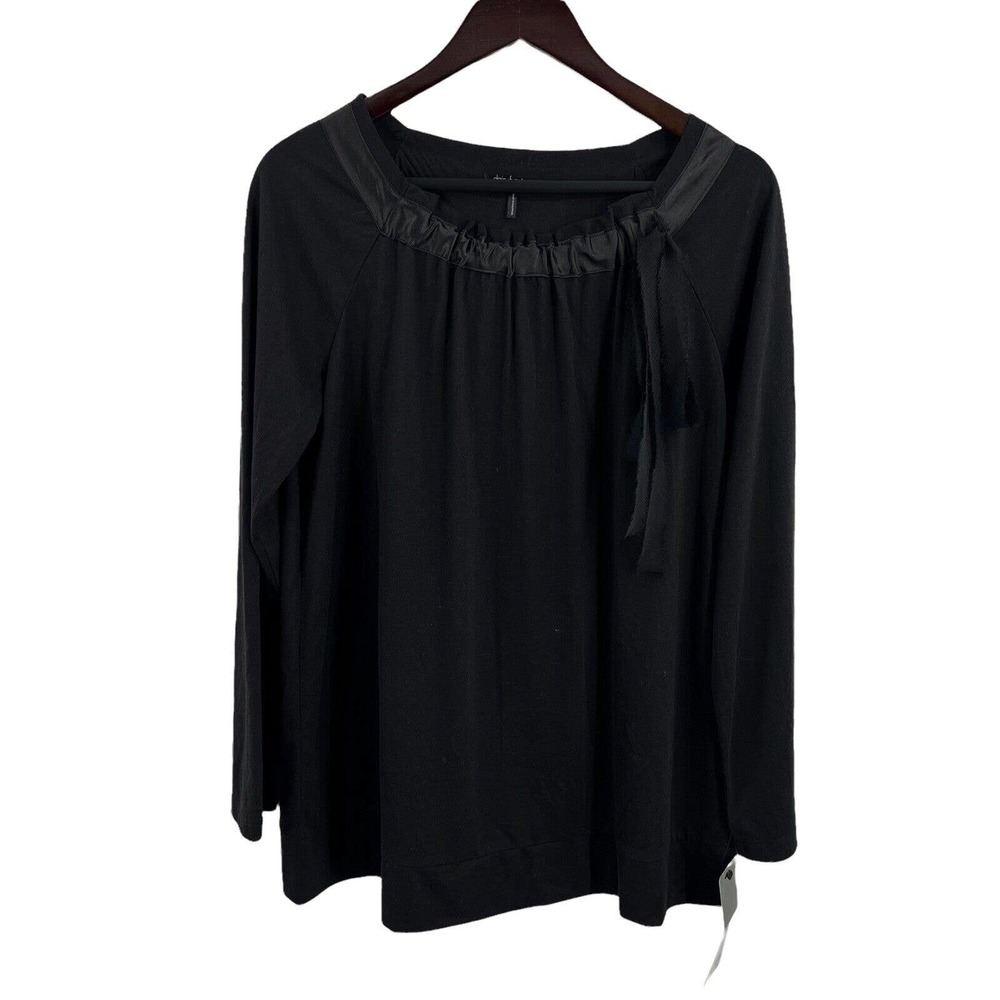 Daisy Fuentes Black Long Sleeve Top Bow Detail Size Large‎ New